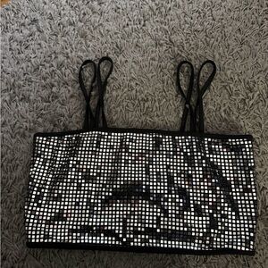 Black and Silver Sequin Crop Top